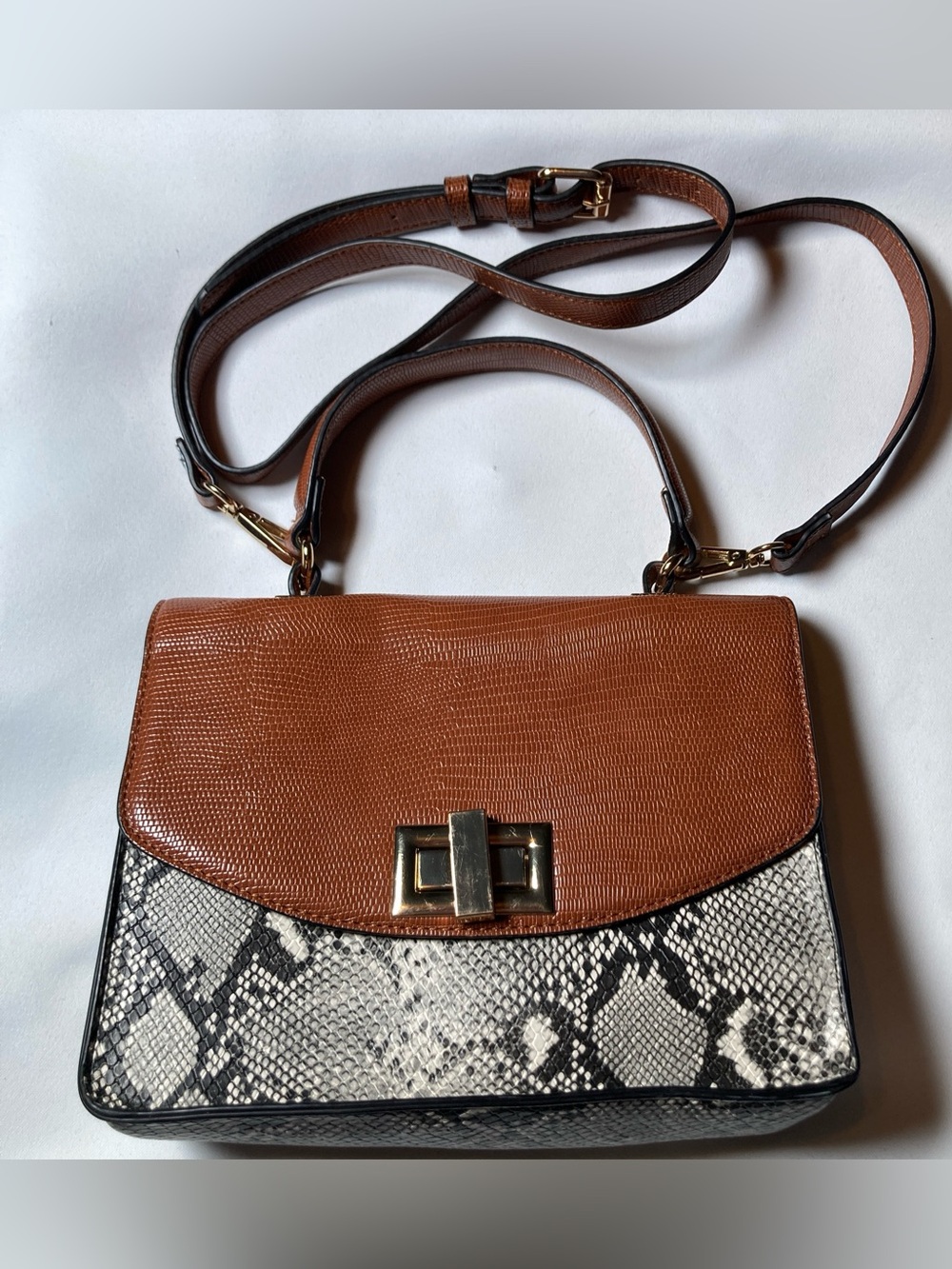 ALDO Two-Tone Snakeskin & Lizard Embossed Crossbody Bag Mobwife Coquette